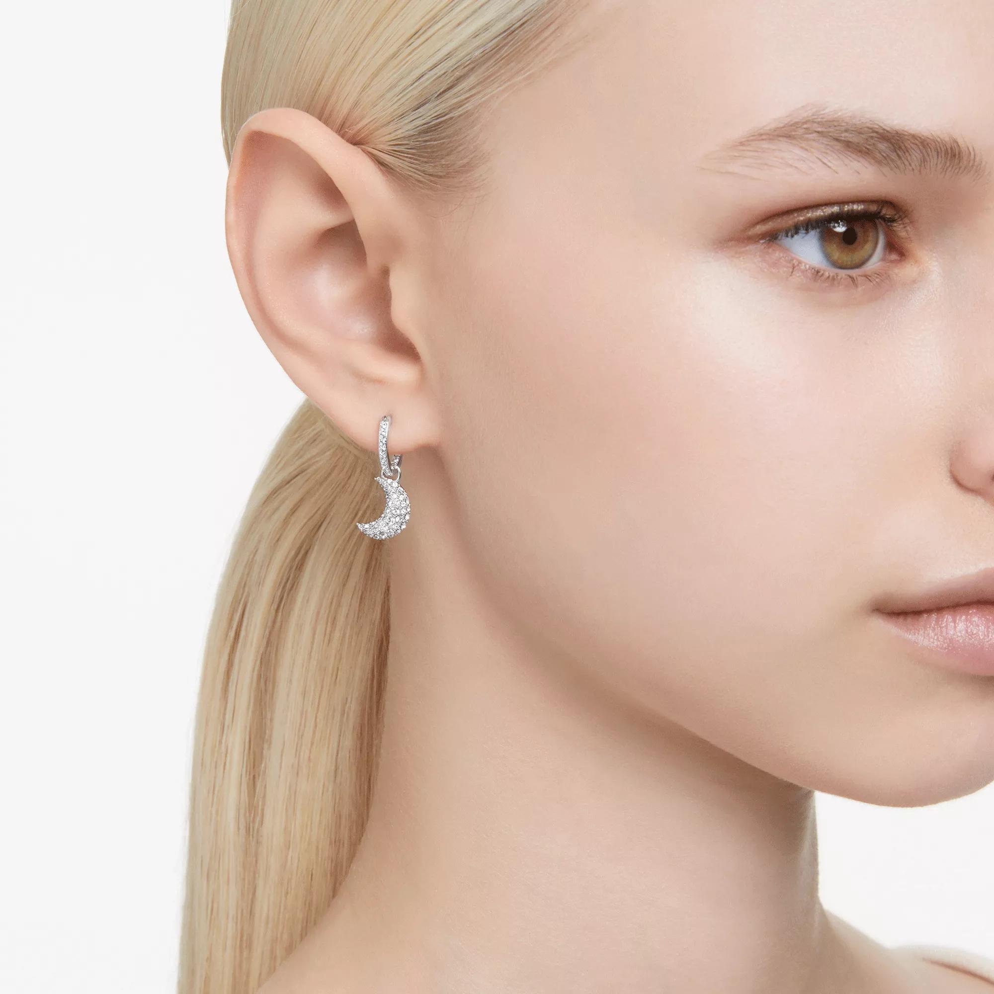 Swarovski Luna drop earrings Moon Rhodium plated White Ohrhanger
