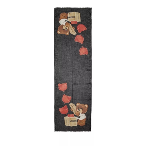 Moschino Scarf  50X185  cm Black Wollen Sjaal