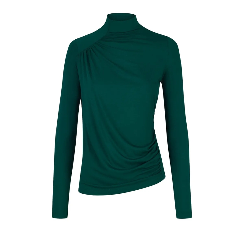 Helene Galwas Longsleeve Figurbetontes Longsleeve LETITIA- Körpernahes Lo grün