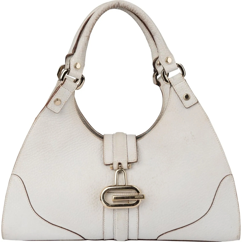 Gucci Schultertasche Gucci White Leather Jackie Handbag weiß