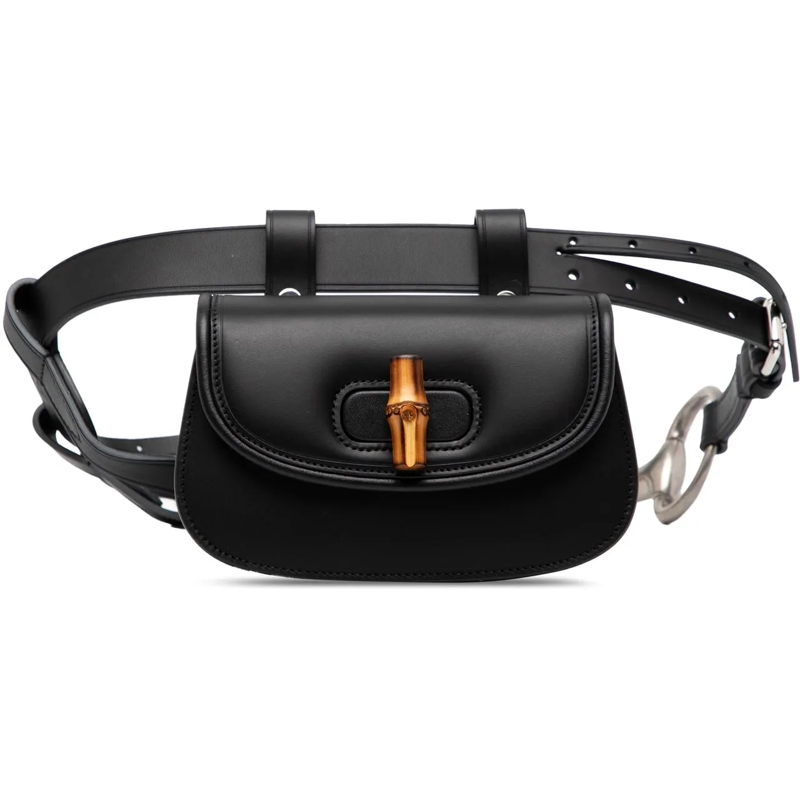 Gucci Sac de ceinture Mini Leather Bamboo 1947 Belt Bag schwarz
