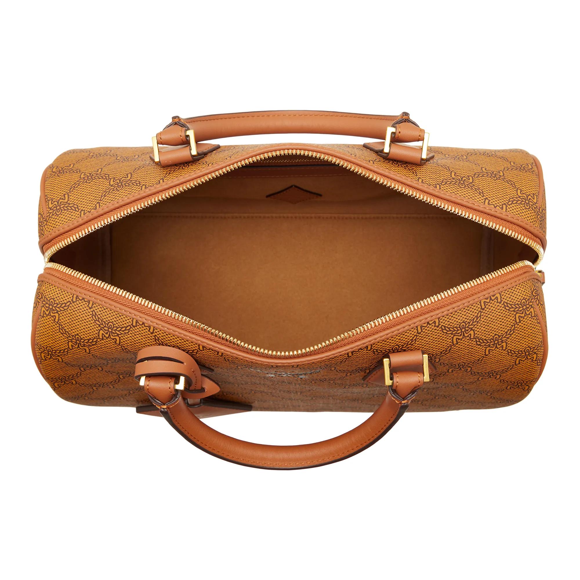 MCM Satchels Ella Lts Boston Med in cognac