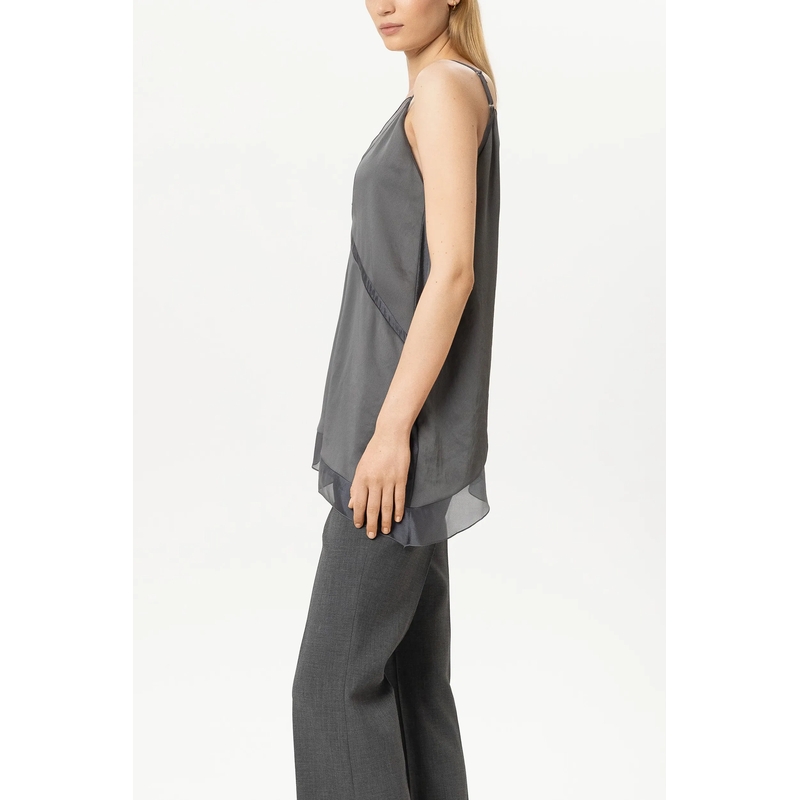 Luisa Cerano Hemdje Satin-Organza-Top heather grey(Image 3)