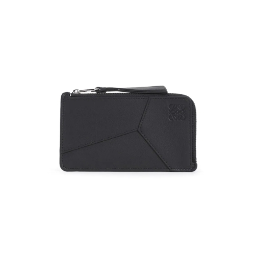 Loewe Porte-monnaie Puzzle Edge Coin Black Calfskin Card Holder Black