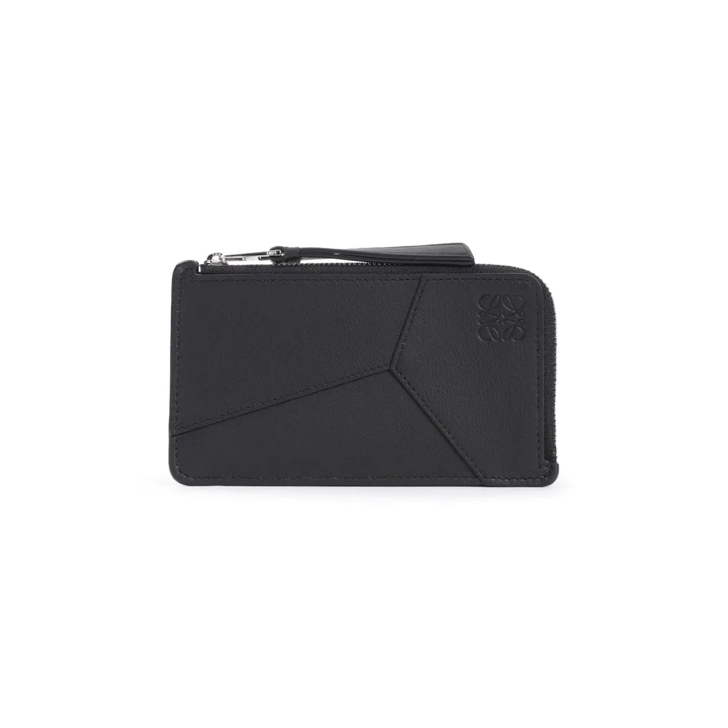 Loewe Puzzle Edge Coin Black Calfskin Card Holder Black Geldborse