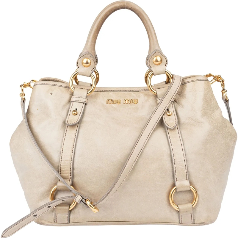 Miu Miu Tote Miu Miu Classic Leather City Handbag grün
