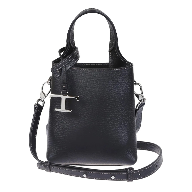Tod's Sac à bandoulière Structured Pebbled Leather Shoulder Bag With Dual  Black