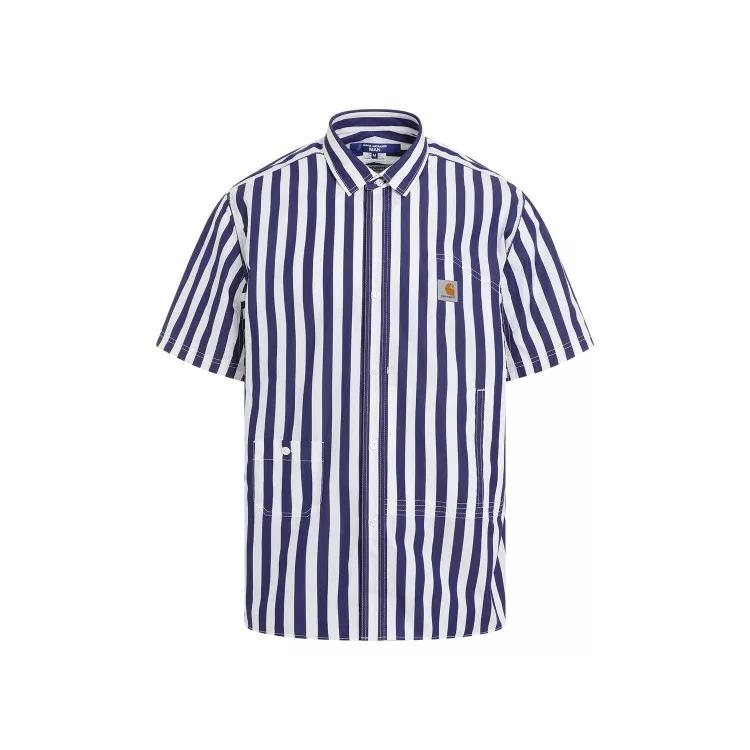 Junya Watanabe - White And Navy Striped Cotton Shirt - Größe L - blue