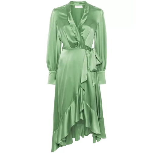 Zimmermann Ruffle-Detail Green Midi Dress Green 