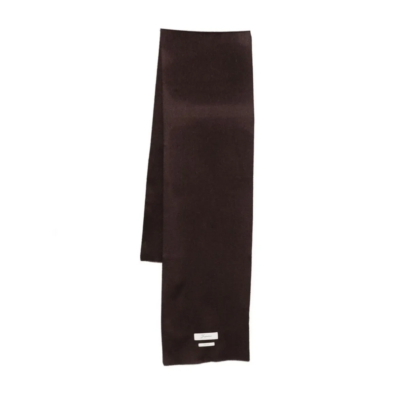 Jacquemus Écharpe légère Dark Brown Scarf With Smooth Texture Black