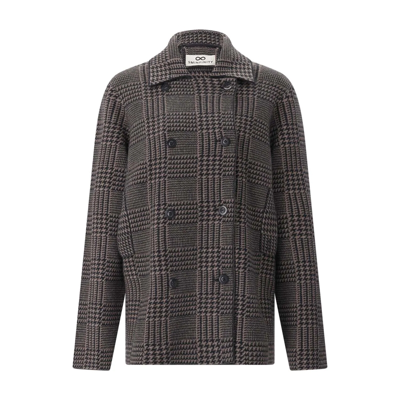 Sminfinity Übergangsjacke Jacke Glencheck Caban Jacket braun