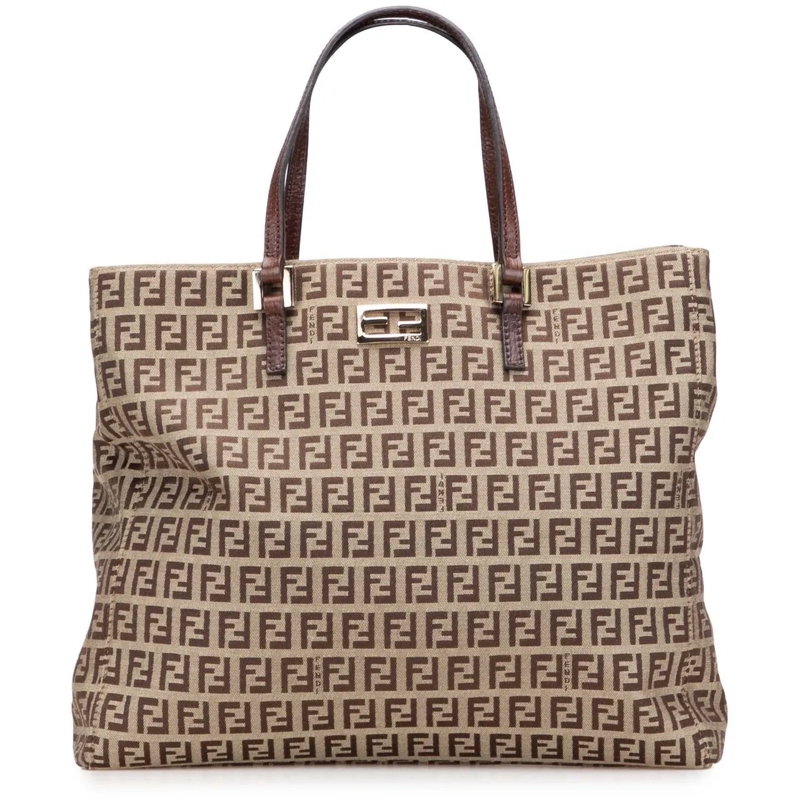 Fendi Shopper Zucchino Canvas Tote braun