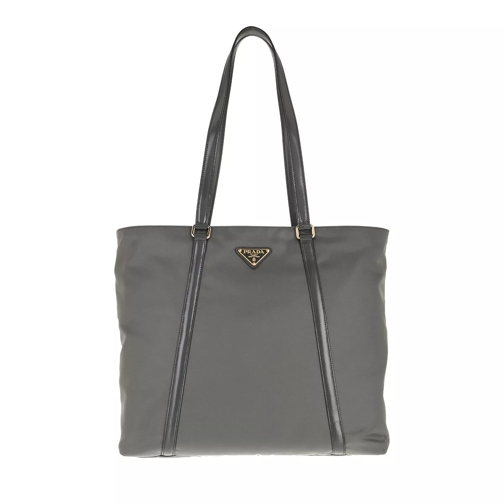 Prada Shopping Bag Leather and Nylon Slate Grey Shoppingväska