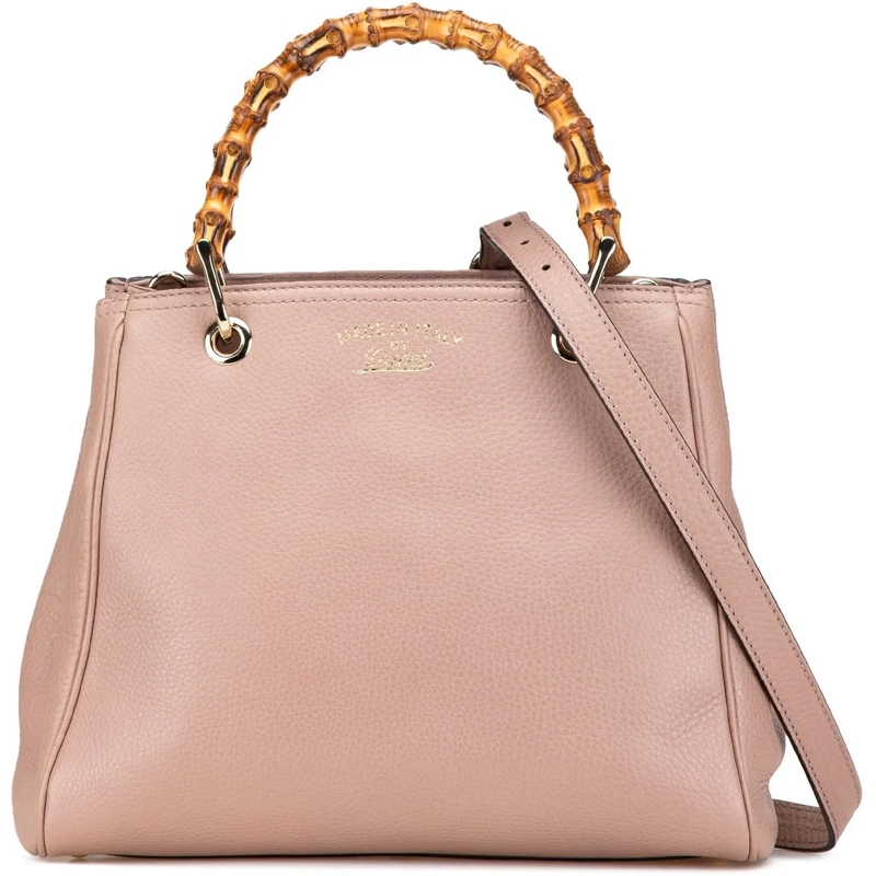 Gucci Tote Small Calfskin Bamboo Shopper Satchel rose