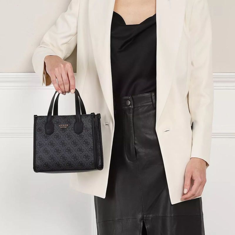 Guess Tote Silvana Mini Tote Coal Logo(Image 3)