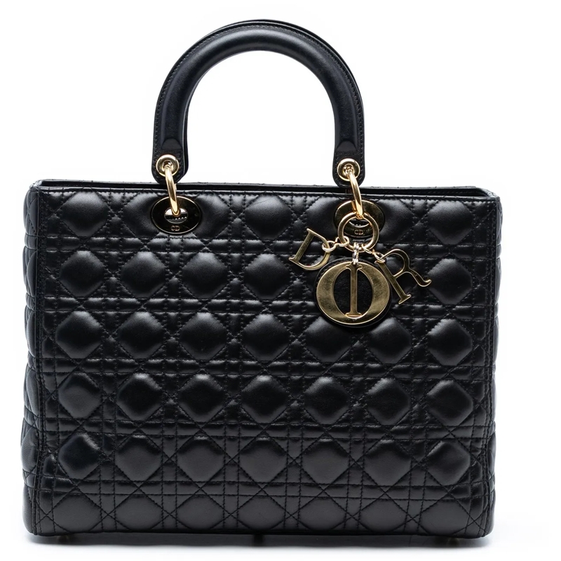 Christian Dior Schultertasche Large Lambskin Cannage Lady Dior schwarz