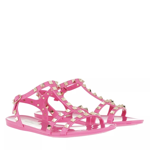 Valentino Garavani Flat Rockstud Sandals Pink Orchid Sandale