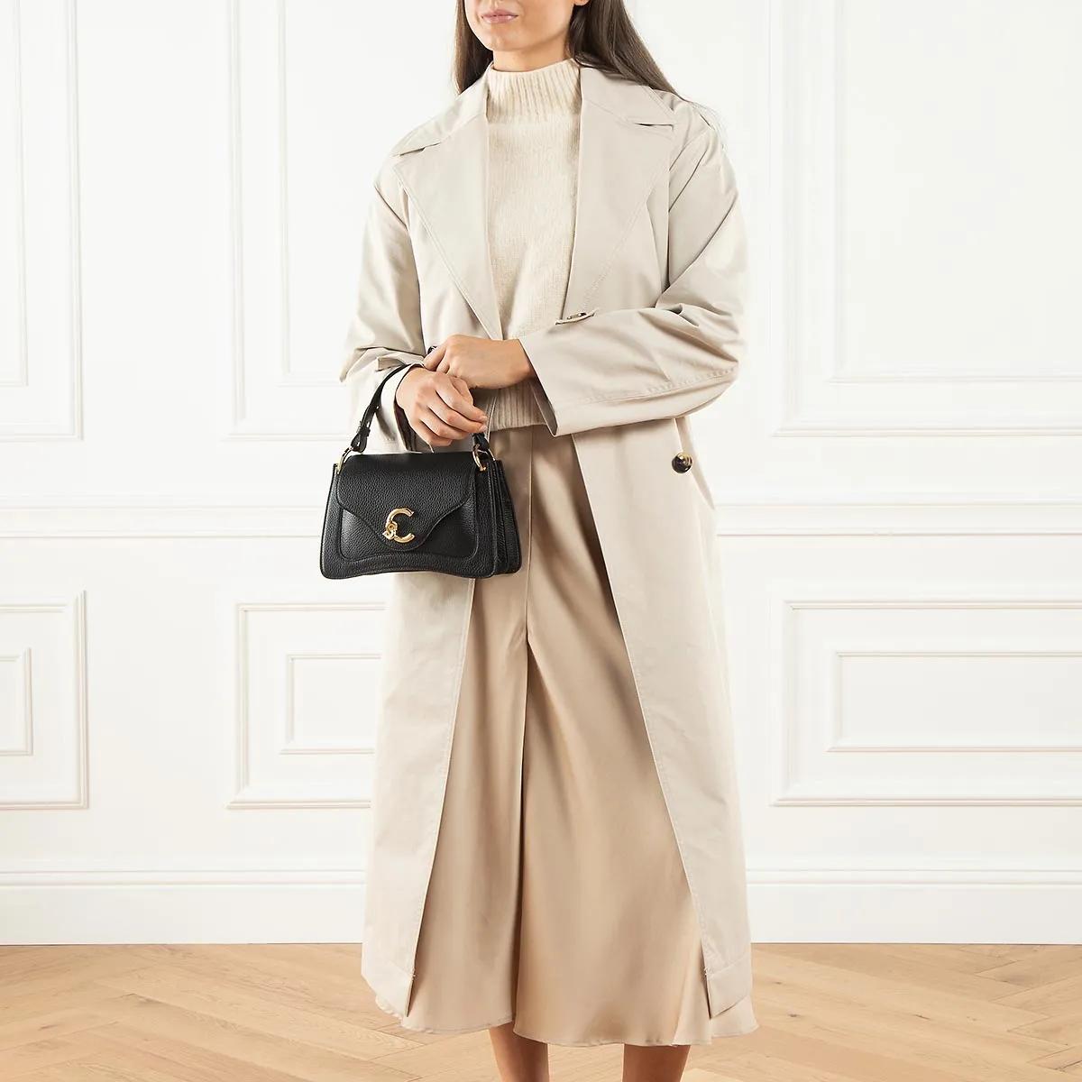 Coccinelle Elegante zwarte leren tas met gouden gesp Black Dames