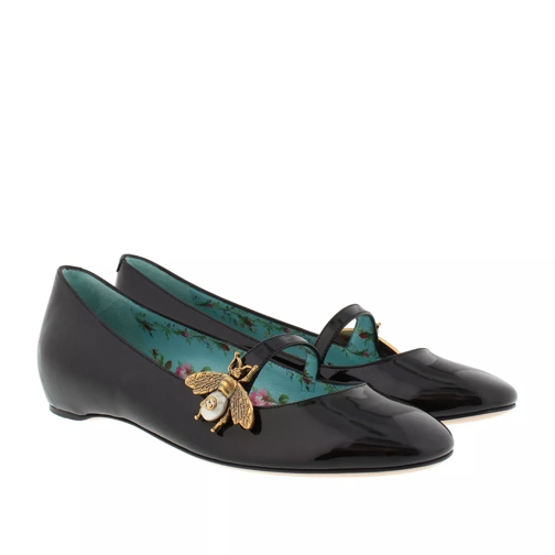 Gucci Patent Leather Ballet Flat With Bee Black Ballerina Slipper