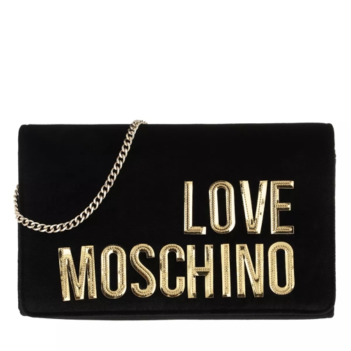 Love Moschino Velvet Logo Crossbody Bag Nero Crossbodytas