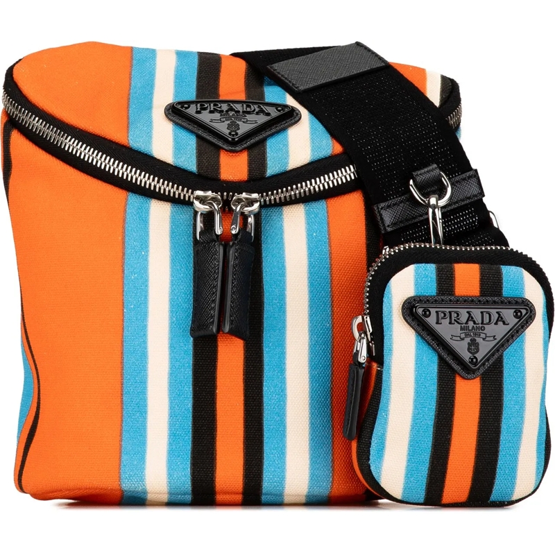 Prada Schultertasche Canvas Canapa Baiadera Crossbody orange