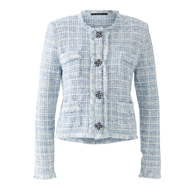 Oui Strickjacke Strickjacke hell-blau