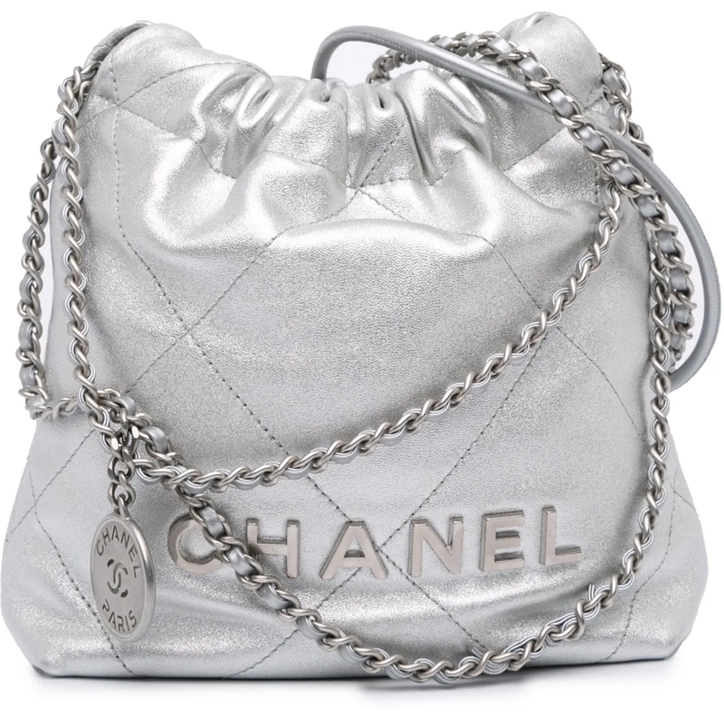 Chanel Sac à bandoulière Mini Metallic Calfskin 22 Satchel silber