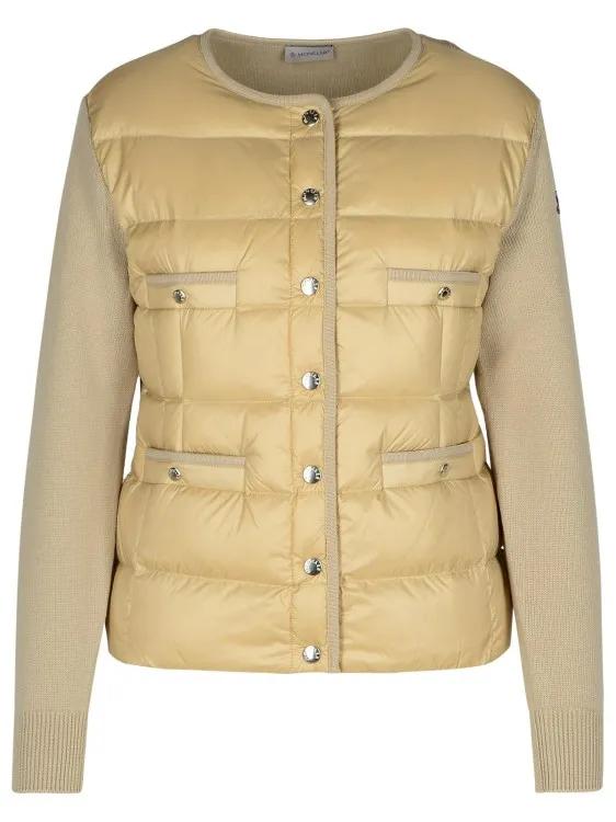 Moncler - Beige Nylon Blend Sweater - Größe S -