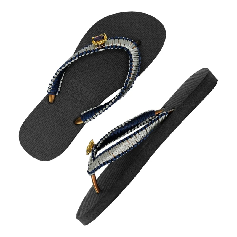 UZURII Flip Flops Zehentrenner Silver Macrame Switch schwarz(Image 3)