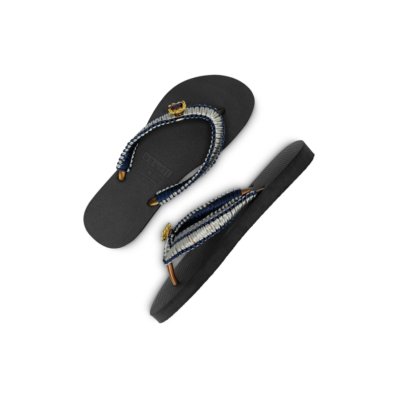 UZURII Flip Flops Zehentrenner Silver Macrame Switch schwarz(Image 7)