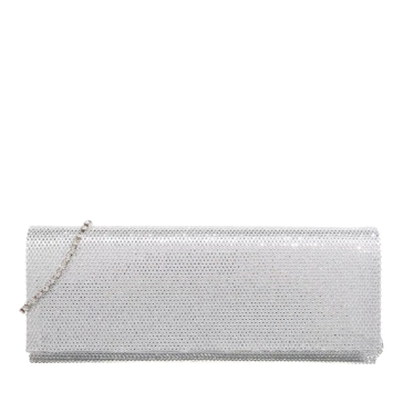 Gedebe Crystal Envelope Lame Silver Crystal Clutch