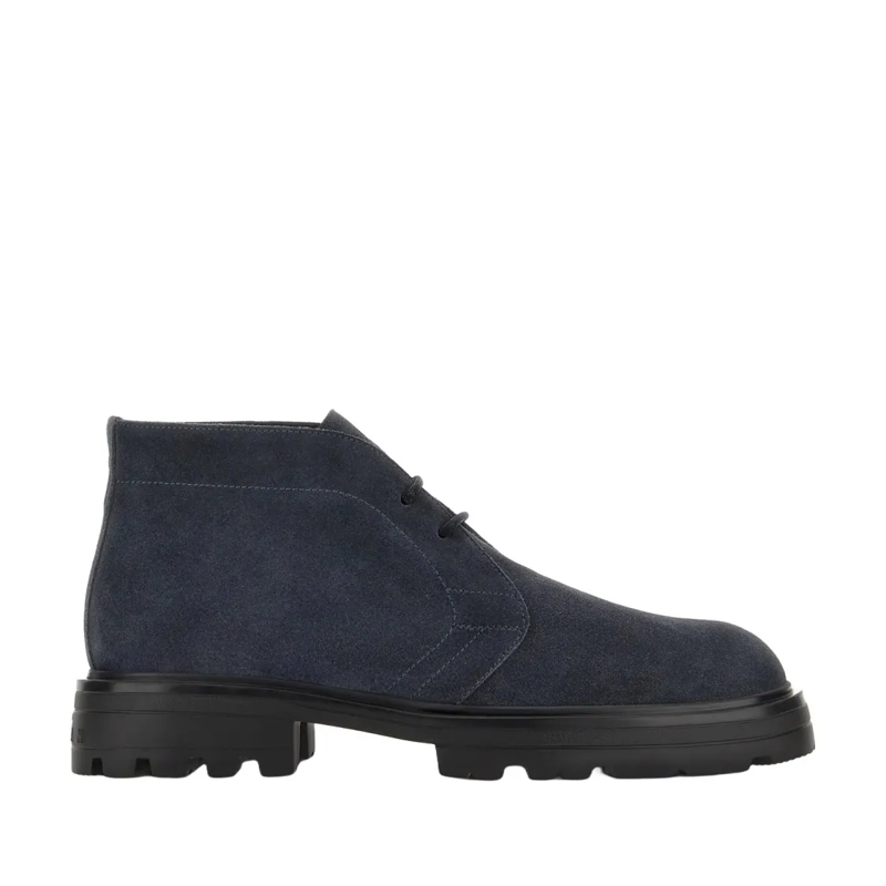 Hogan Schnürschuhe Lace-Up Ankle Shoes In Deep Blue Suede Black