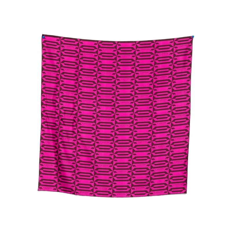 Lanvin Leichter Schal Silk Scarf With Geometric Pattern Pink