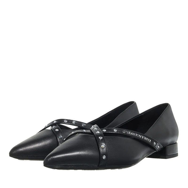 Karl Lagerfeld Ballerinas Kerrie Krosstrap Studs Black Lthr(Image 3)