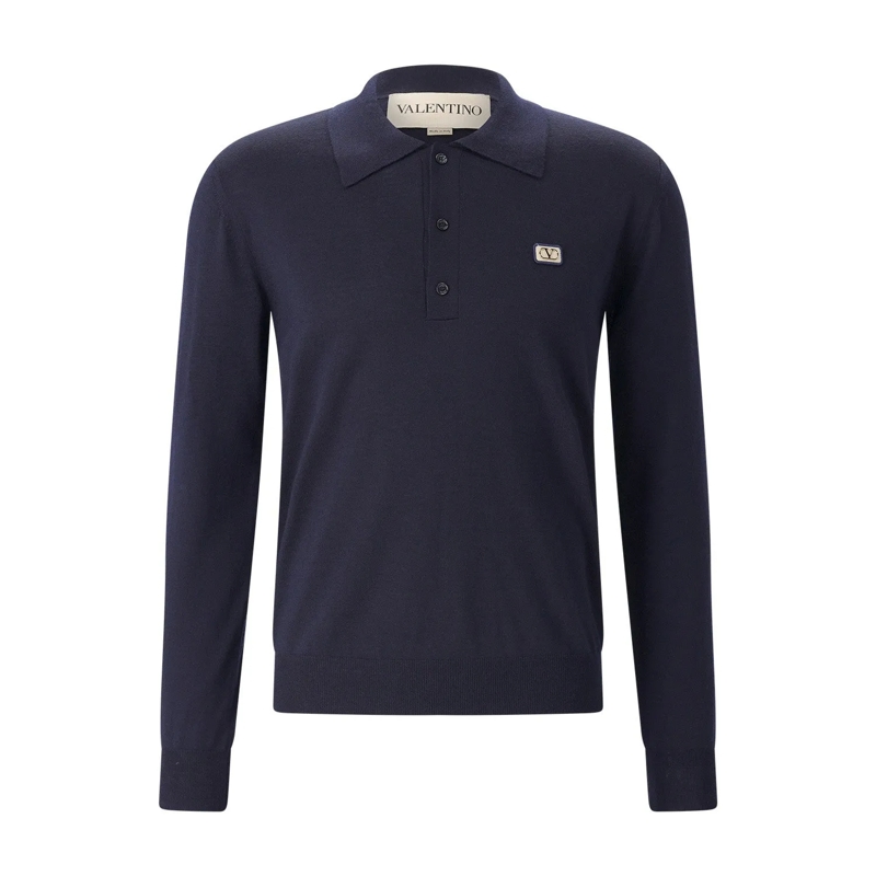 Valentino Garavani Polo Pullover mit Polokragen dunkelblau