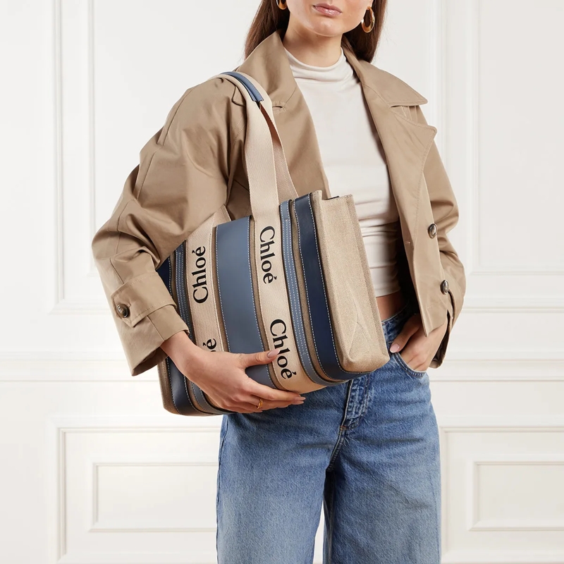 Chloé Tote Woody Medium Tote Bag Blue(Image 3)