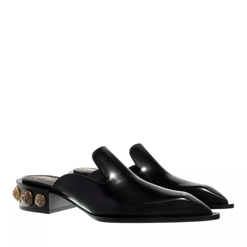 Balmain Mules Mule Coin Glossy Leather Black