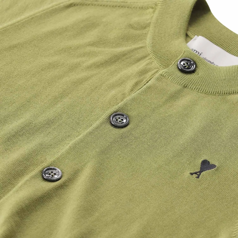 AMI Paris Cardigan Kurzarm-Strickjacke mit Logo grün(Image 4)