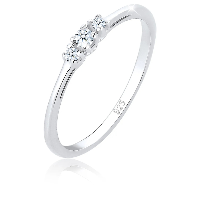 Elli Diamantring Ring Verlobungsring Diamant (0.06 ct.) Zart 925 Si silber(Image 5)