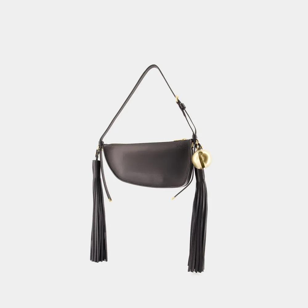 Burberry Hobo bags Mini Shield Sling Shoulder Bag Leather Black in zwart