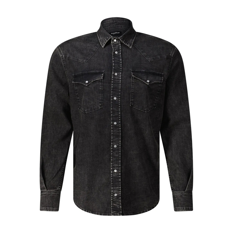 Dondup Chemise Hemd aus Baumwoll-Mix grau