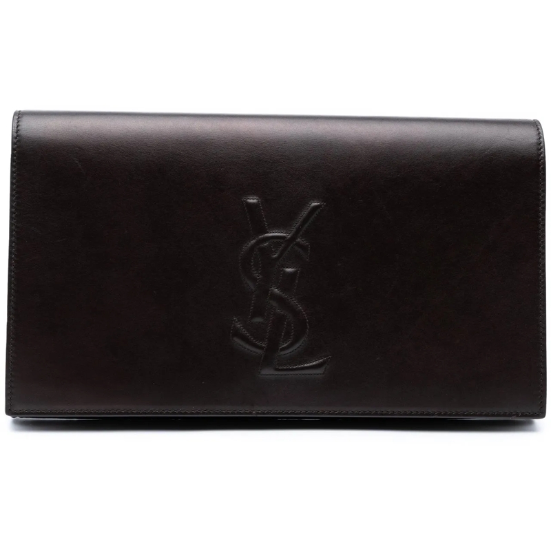 Saint Laurent Pochette Large Calfskin Monogram Belle De Jour Clutch braun