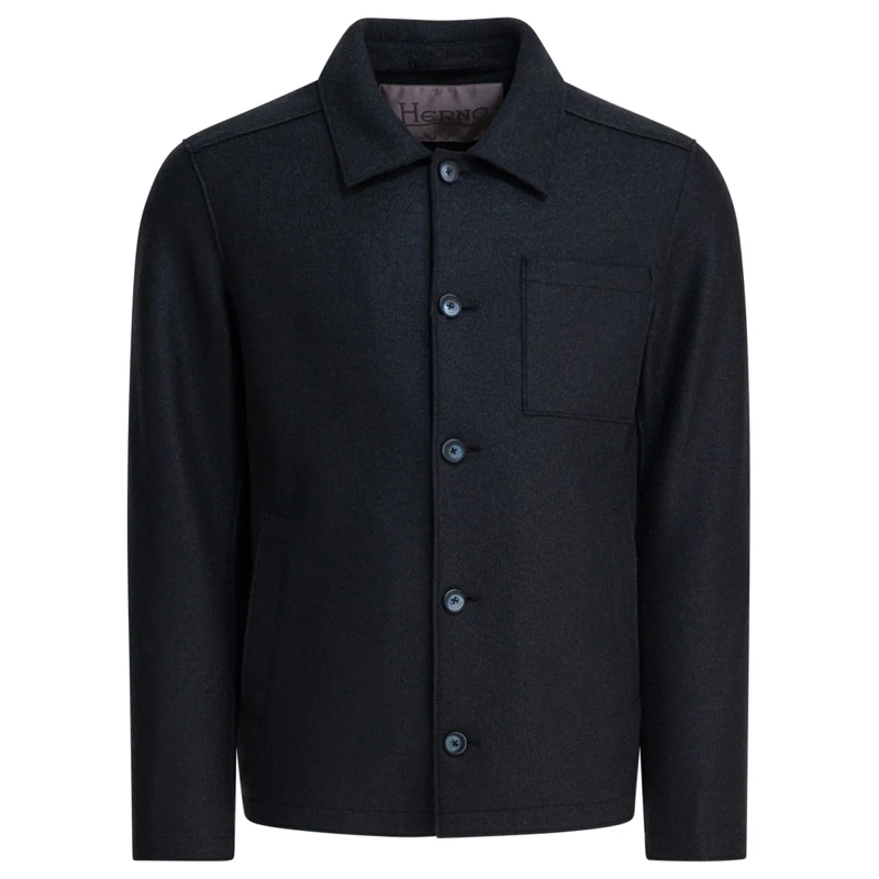 Herno  Virgin Wool Overshirt Jacket Black