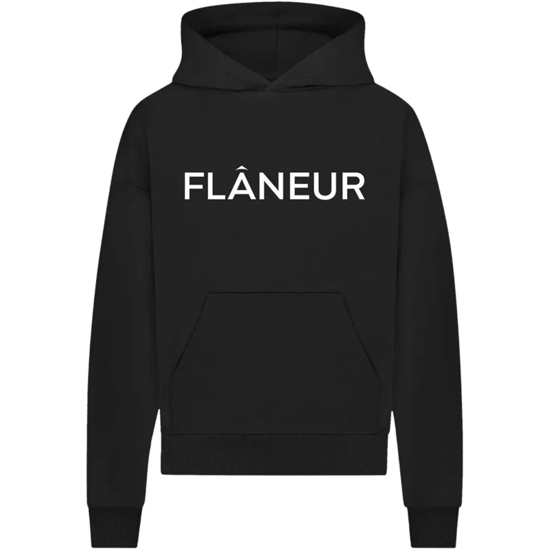 Flâneur  Printed Logo Hoodie | Black schwarz