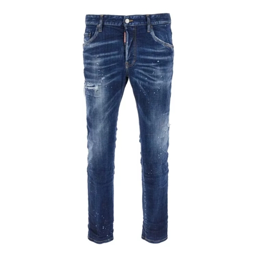 Dsquared2 Skater' Blue Skinny Jeans With Paint Stains In Str Blue 