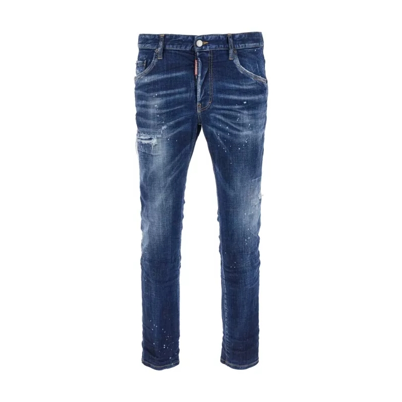 Dsquared2 Jeans Skater' Blue Skinny Jeans With Paint Stains In Str Blue