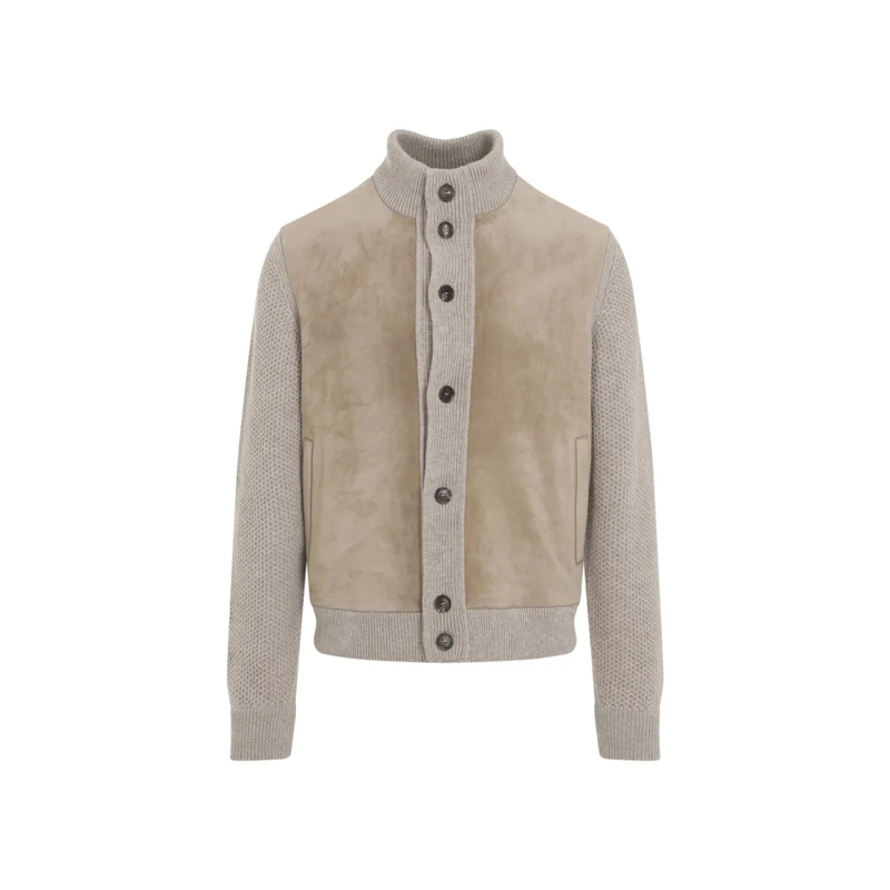 Zegna  Suede Leather And Cashmere Jacket Pink