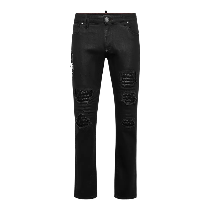 Philipp Plein Skinny-Leg-Jeans Rockstar-Fit Cocco Crocco Geprägt schwarz