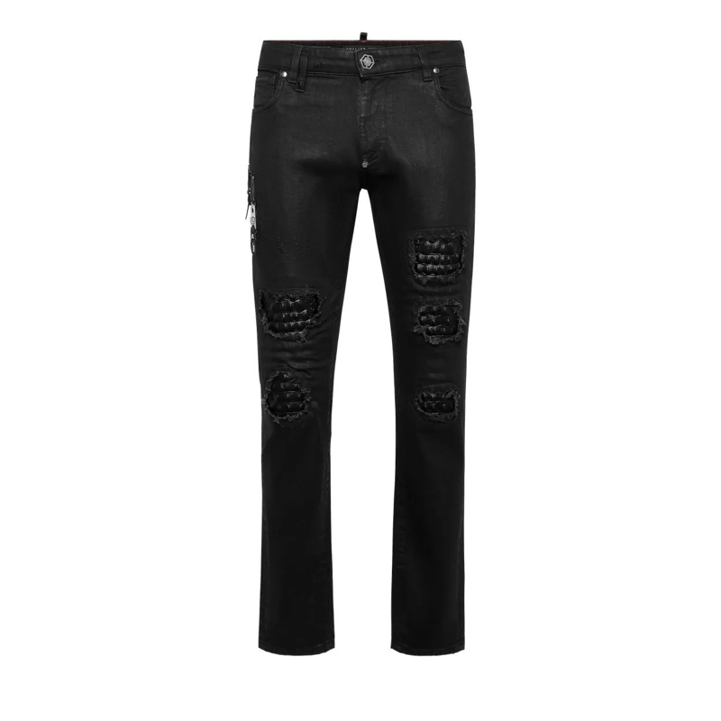 Philipp Plein Skinny-Leg-Jeans Rockstar-Fit Cocco Crocco Geprägt schwarz