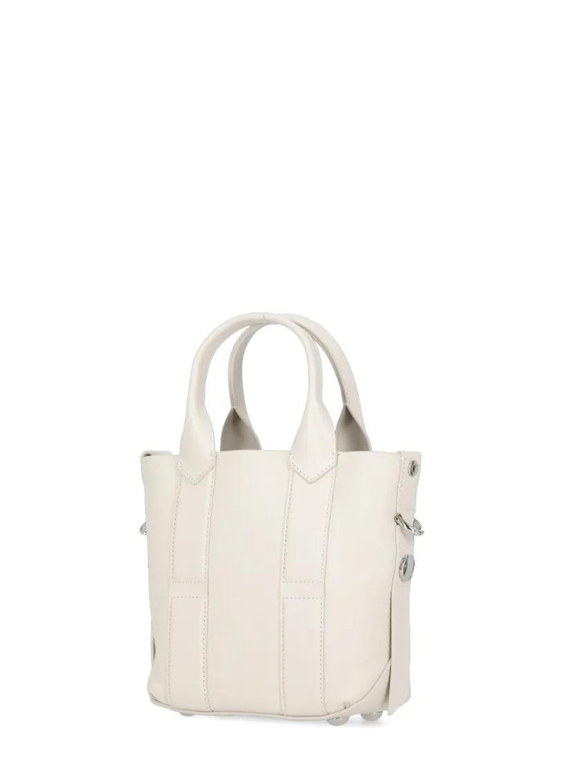 Hogan Shoppers & Totes Ivory Pebbled Leather Hand Bag in beige
